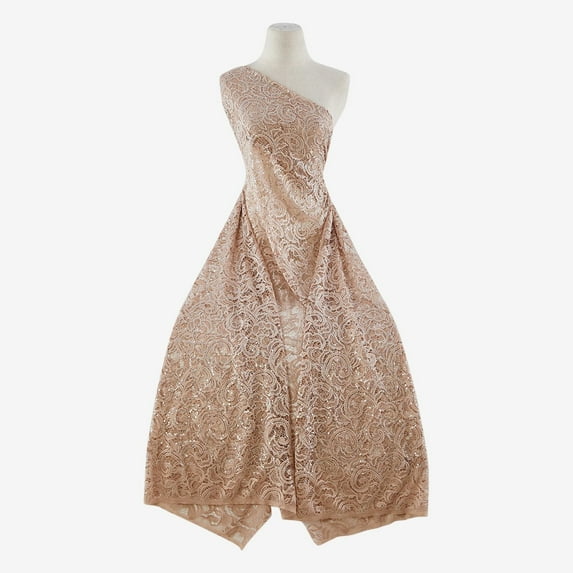 Zelouf Legacy Stretch Sequin Lace , Sewing, DIY, Crafts Fabric by the Yard, Quartz Mist, 3 Yard