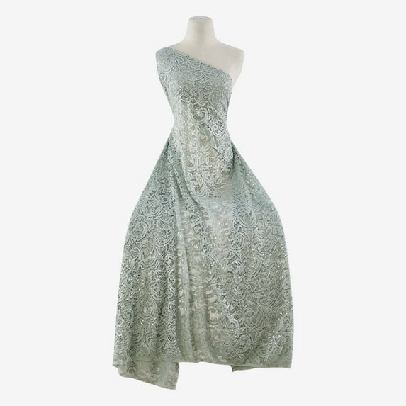Zelouf Legacy Stretch Sequin Lace , Sewing, DIY, Crafts Fabric by the Yard, Sage Mist, 10 Yard