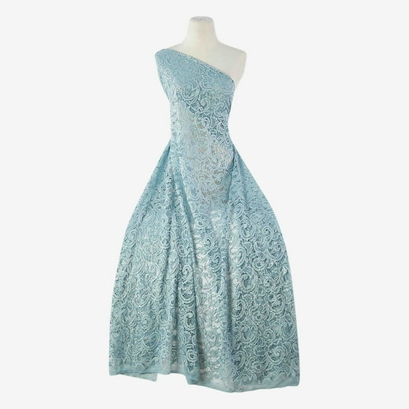 Zelouf Legacy Stretch Sequin Lace , Sewing, DIY, Crafts Fabric by the Yard, Sea Allure, 10 Yard