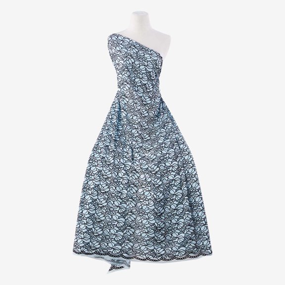 Zelouf Linda Outlined Floral Lace  , Sewing, DIY, Crafts Fabric by the Yard, Sky Wing, 3 Yard