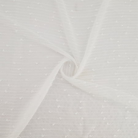 Zelouf Linear Embroidery On Chiffon , Sewing, DIY, Crafts Fabric by the Yard, Off-White, 3 Yard