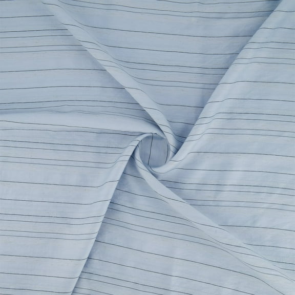 Zelouf Linen Blend Shirting Stripe , Sewing, DIY, Crafts Fabric by the Yard, Dusty Blue/black, 3 Yard