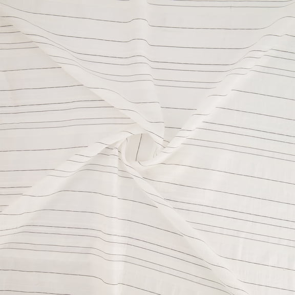 Zelouf Linen Blend Shirting Stripe , Sewing, DIY, Crafts Fabric by the Yard, Ivory/black, 3 Yard