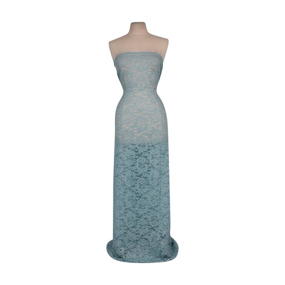 Zelouf Logan Stretch Lace W Glitter , Sewing, DIY, Crafts Fabric by the Yard, Blue Flower, 1 Yard