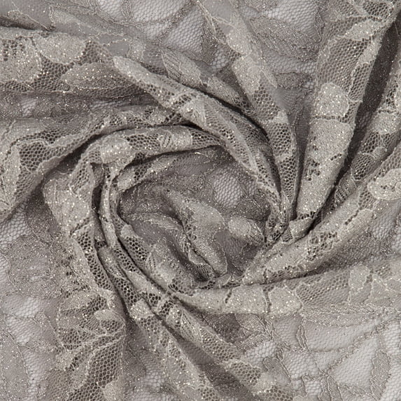 Zelouf Loreen Scallop Stretch Lace With Glitter , Sewing, DIY, Crafts Fabric by the Yard, Tranquil Mist, 3 Yard