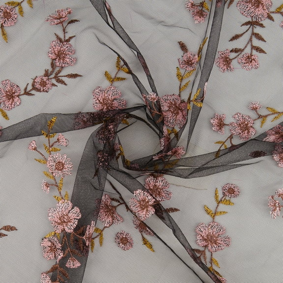 Zelouf Lorianne Floral Embroidery On Mesh  , Sewing, DIY, Crafts Fabric by the Yard, Blush Blossom, 3 Yard