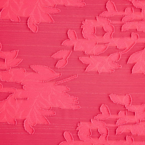 Zelouf Love Floral Jaq Lurex Chiffon , Sewing, DIY, Crafts Fabric by the Yard, Modern Coral, 3 Yard