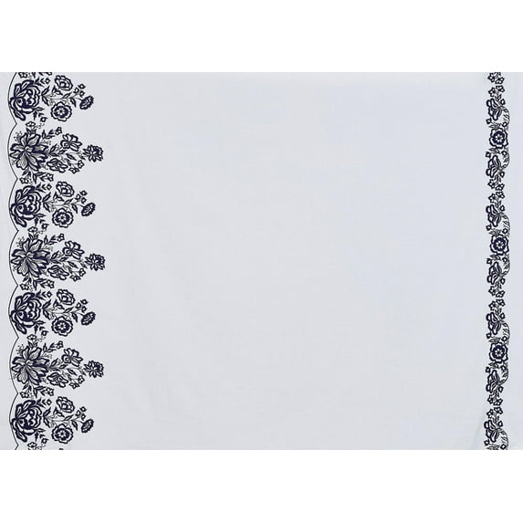 Zelouf Luella Embroidery Cotton Voile , Sewing, DIY, Crafts Fabric by the Yard, White/navy, 5 Yard