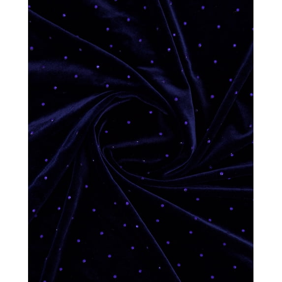 Zelouf Malani Velvet With Stones , Sewing, DIY, Crafts Fabric by the Yard, Navy, 3 Yard