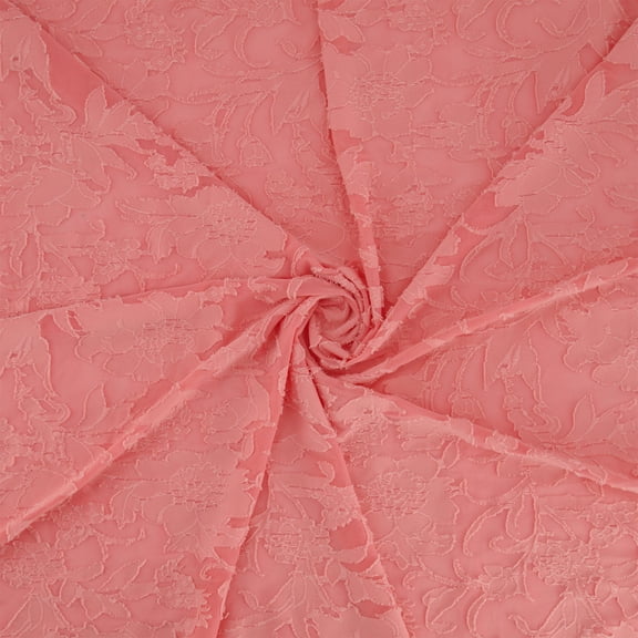 Zelouf Maria Floral Knit Clip Jacquard  , Sewing, DIY, Crafts Fabric by the Yard, Coral Wave, 3 Yard