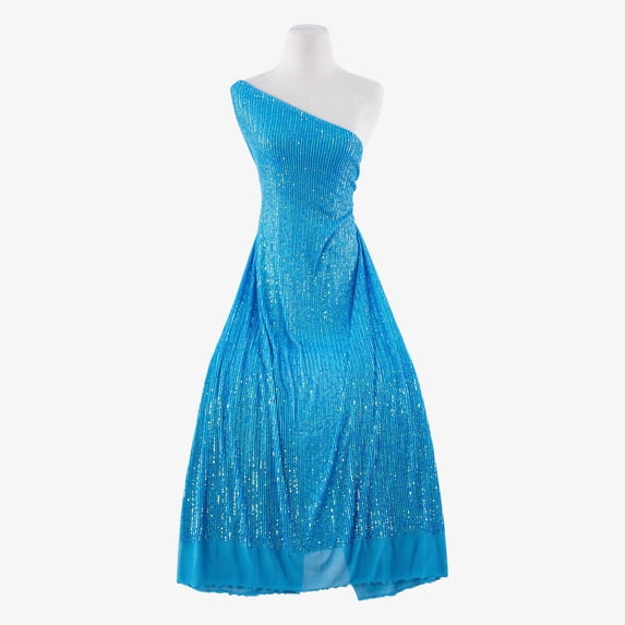 Zelouf Matte Ariel Line Sequin Mesh , Sewing, DIY, Crafts Fabric by the Yard, Blue, 20 Yard
