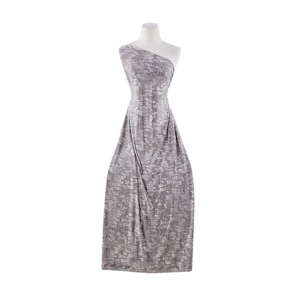 Zelouf Melange Knit W/foil , Sewing, DIY, Crafts Fabric by the Yard, Quartz/silver, 3 Yard