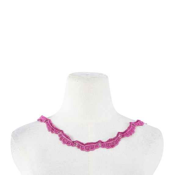 Zelouf Metallic Scalloped Chemical Lace, Sewing, DIY, Crafts Fabric by the Yard, Jewel Fuchsia, 10 Yard