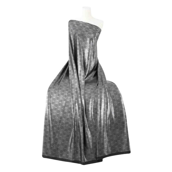 Zelouf Mettalic Novelty Knit , Sewing, DIY, Crafts Fabric by the Yard, Silver/blk, 5 Yard