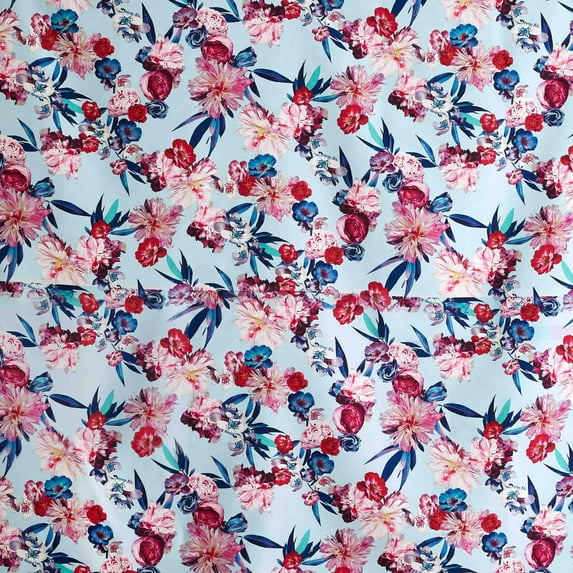 Zelouf Mikado Digital Print Only , Sewing, DIY, Crafts Fabric by the Yard, 437 Sky/pink, 20 Yard