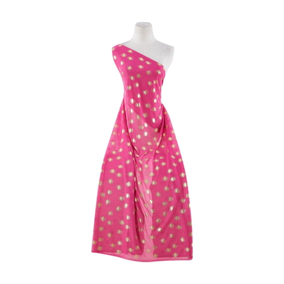 Zelouf Mjc With Big Jacquard-Like Dot Foil , Sewing, DIY, Crafts Fabric by the Yard, Rose Water/gld, 1 Yard
