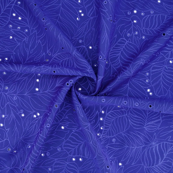 Zelouf Monstera Leaf Eyelets On Scuba  , Sewing, DIY, Crafts Fabric by the Yard, Azure, 3 Yard