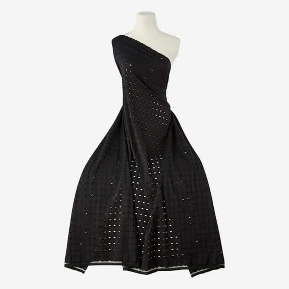 Zelouf Moon Eyelet Stretch Lace , Sewing, DIY, Crafts Fabric by the Yard, Black, 5 Yard