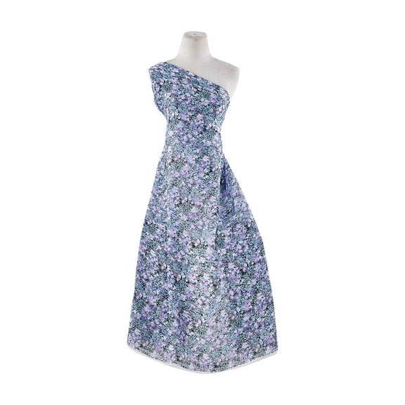 Zelouf Multi Ditsy Floral Print On Yoryu Satin Stripe  , Sewing, DIY, Crafts Fabric by the Yard, Black/lilac, 3 Yard