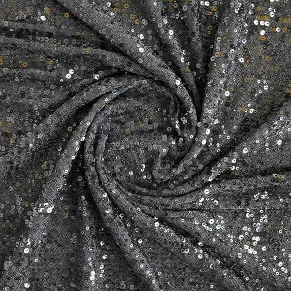 Zelouf Myrna Sequin Stretch Mesh , Sewing, DIY, Crafts Fabric by the Yard, Charcoal, 3 Yard