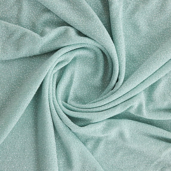 Zelouf Naomi Metallic Puff Glitter Stretch Knit , Sewing, DIY, Crafts Fabric by the Yard, Ltblue/whtslv, 50 Yard