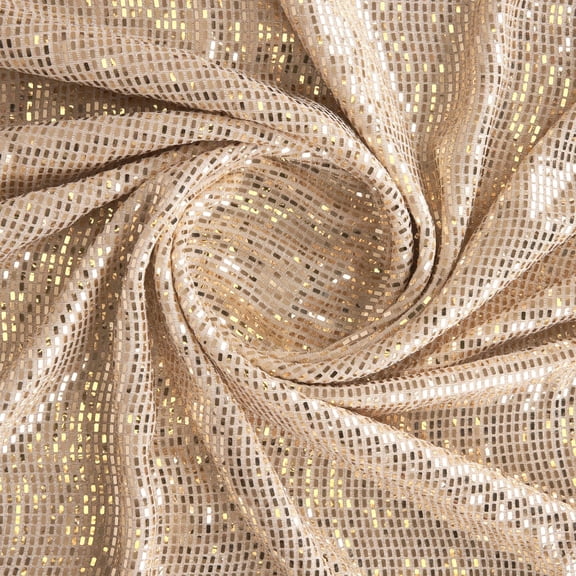 Zelouf Nathalie Trans Lurex Knit , Sewing, DIY, Crafts Fabric by the Yard, Sand/gold, 3 Yard