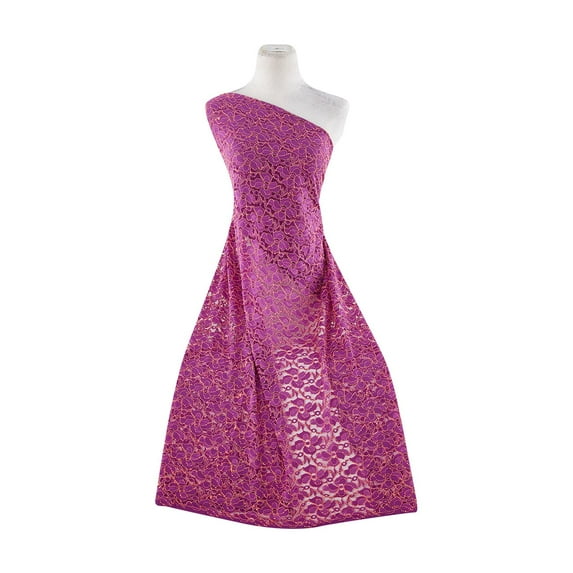 Zelouf Neon Lace , Sewing, DIY, Crafts Fabric by the Yard, Magenta/orange, 1 Yard