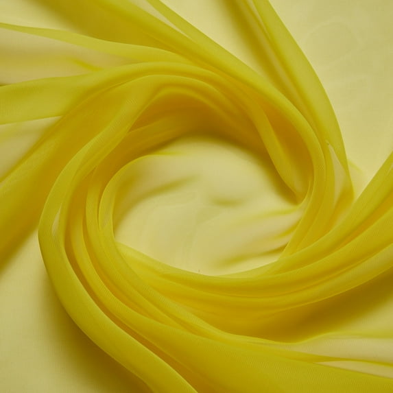 Zelouf Neon Whisper Chiffon , Sewing, DIY, Crafts Fabric by the Yard, Hot Yellow, 50 Yard