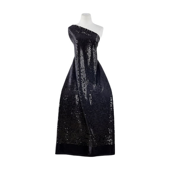 Zelouf Nights Sequins On Velvet , Sewing, DIY, Crafts Fabric by the Yard, Black/ Black, 5 Yard