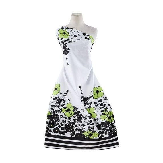 Zelouf Non Stretch Poplin Print , Sewing, DIY, Crafts Fabric by the Yard, 179 Wht/lime, 20 Yard