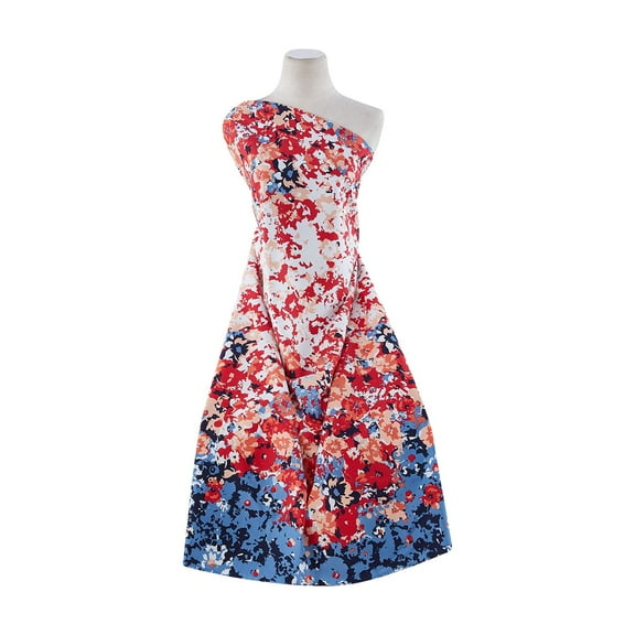 Zelouf Non Stretch Poplin Print  , Sewing, DIY, Crafts Fabric by the Yard, 438 Navy/coral, 7 Yard