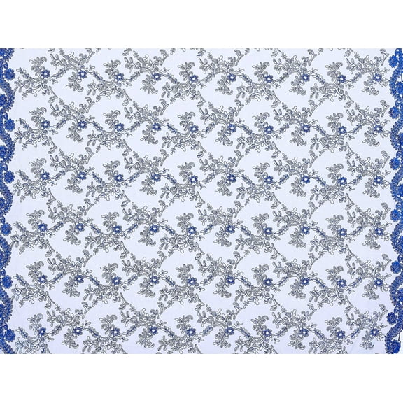 Zelouf Odeth Metallic Sequin Embroidery  , Sewing, DIY, Crafts Fabric by the Yard, Indigo/royal, 3 Yard