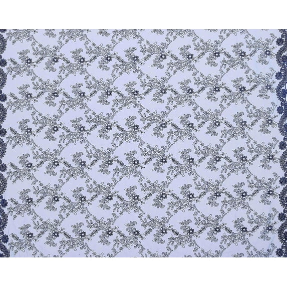 Zelouf Odeth Metallic Sequin Embroidery , Sewing, DIY, Crafts Fabric by the Yard, Navy/navy, 3 Yard