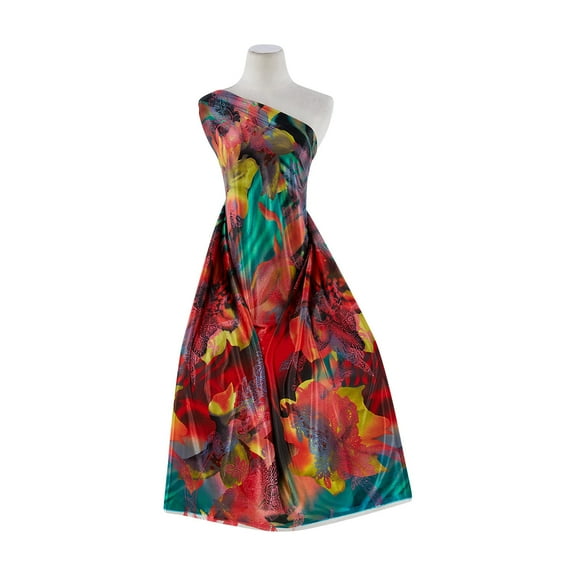 Zelouf Paisley Henna Print On Silky Knit  , Sewing, DIY, Crafts Fabric by the Yard, Coral Melody, 3 Yard