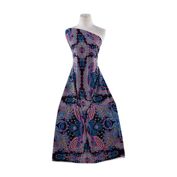 Zelouf Parisan Paisley On Ity  , Sewing, DIY, Crafts Fabric by the Yard, 946 Black/blue, 5 Yard