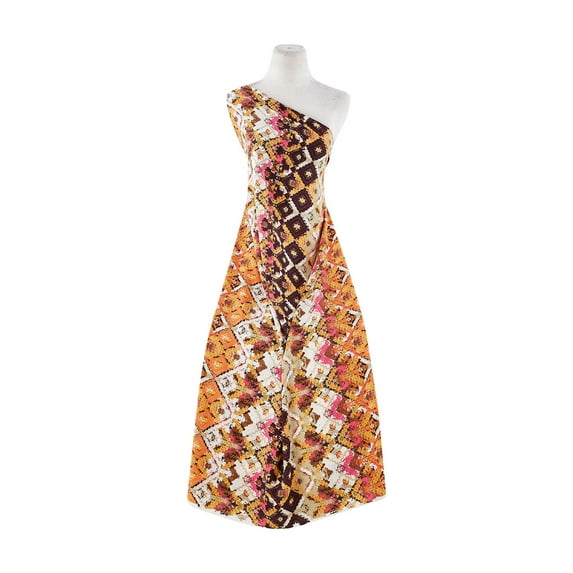 Zelouf Peach Georgette Print , Sewing, DIY, Crafts Fabric by the Yard, 321 Fush/beige, 3 Yard