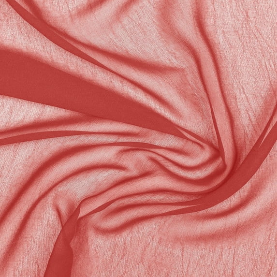 Zelouf Pearl Silk Chiffon , Sewing, DIY, Crafts Fabric by the Yard, Coral, 50 Yard