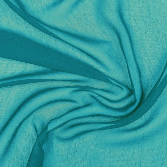 Zelouf Pearl Silk Chiffon , Sewing, DIY, Crafts Fabric by the Yard, Lux Aqua, 5 Yard