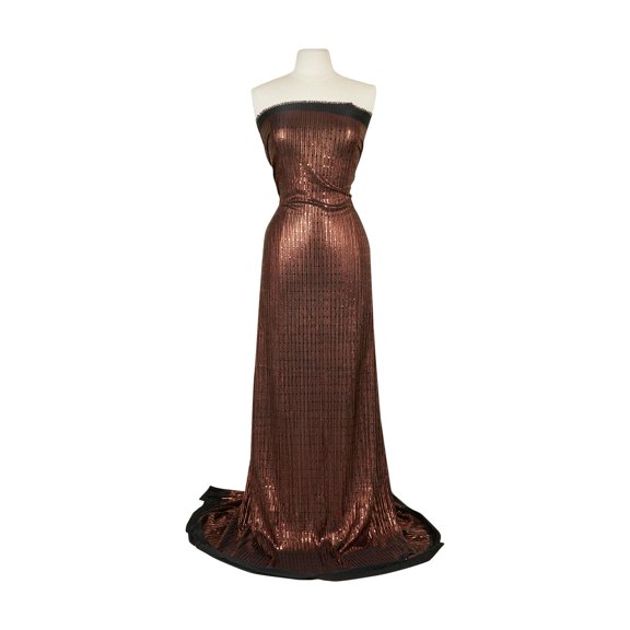 Zelouf Petra Trans Foil Pleated Bodre  , Sewing, DIY, Crafts Fabric by the Yard, Copper/black, 5 Yard