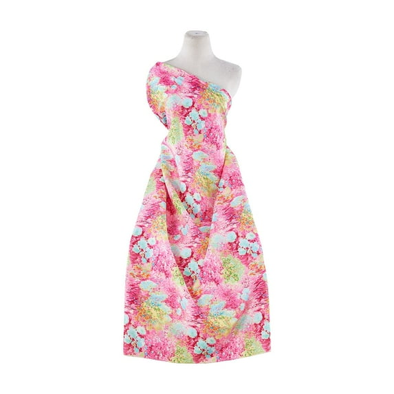 Zelouf Pink Abstract Floral Shantung , Sewing, DIY, Crafts Fabric by the Yard, Pink, 10 Yard