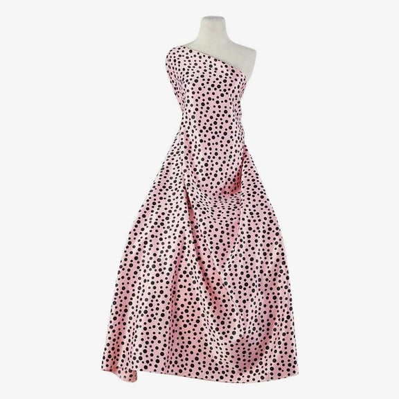 Zelouf Pink Satin Dots, Sewing, DIY, Crafts Fabric by the Yard, Pink/black, 5 Yard