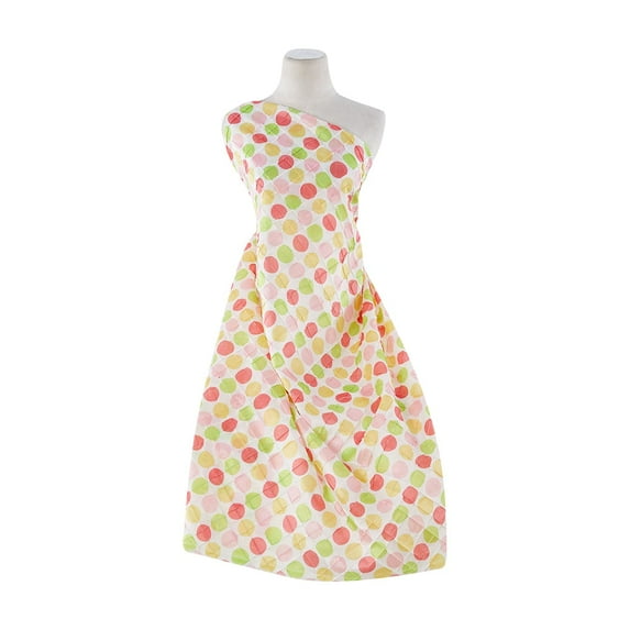 Zelouf Pintucked Check On Dot Printed Shantung Organza , Sewing, DIY, Crafts Fabric by the Yard, Coral Confetti, 5 Yard