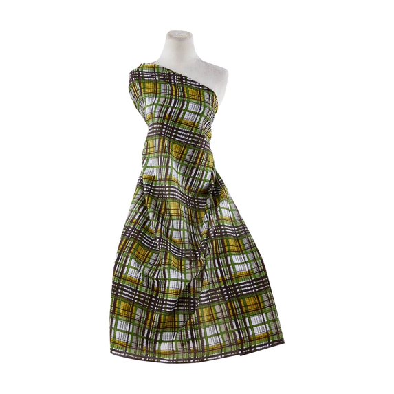 Zelouf Plaid Cotton Voile Print , Sewing, DIY, Crafts Fabric by the Yard, 727 Grn/cho, 3 Yard
