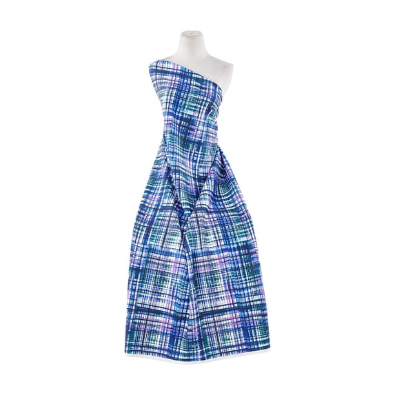 Zelouf Plaid Grid On Scuba , Sewing, DIY, Crafts Fabric by the Yard, Navy/lilac, 5 Yard