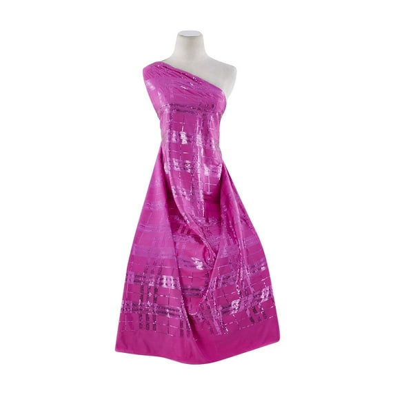 Zelouf Plaid Seqs On Single Span , Sewing, DIY, Crafts Fabric by the Yard, Cerise Shot, 10 Yard