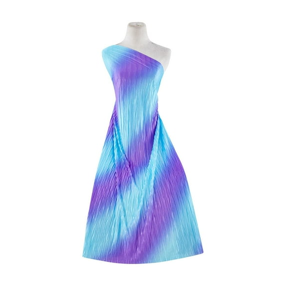 Zelouf Pleated Bias Ombre Bodre Knit , Sewing, DIY, Crafts Fabric by the Yard, Purple Surf Ice, 7 Yard