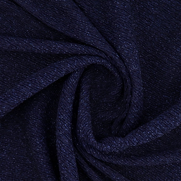 Zelouf Pleated Fukuro W/ Roller Glitter , Sewing, DIY, Crafts Fabric by the Yard, Navy, 5 Yard