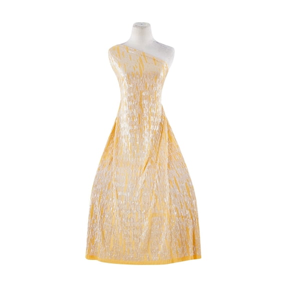 Zelouf Pleated Mjc Jacquard W/ Foil , Sewing, DIY, Crafts Fabric by the Yard, Lemon Punch/sil, 3 Yard