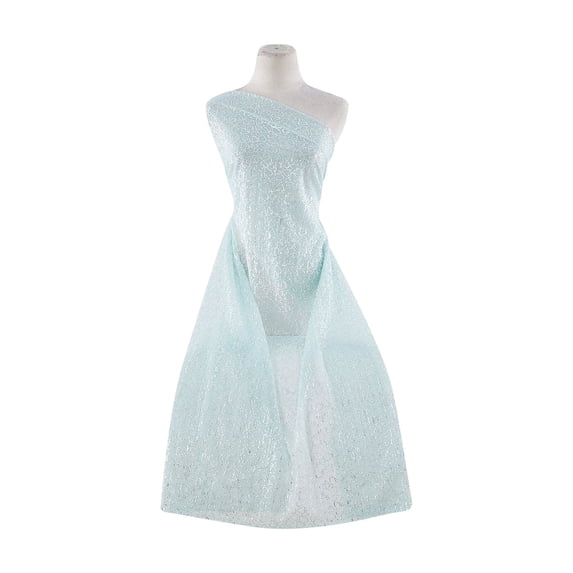 Zelouf Pleated Tulle W/ Interlinking Hearts Foil , Sewing, DIY, Crafts Fabric by the Yard, Mint/silver, 7 Yard