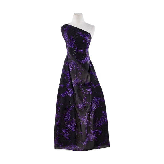 Zelouf Poly Triple Mesh Print W/black Trans , Sewing, DIY, Crafts Fabric by the Yard, 966 Blk/purp, 5 Yard